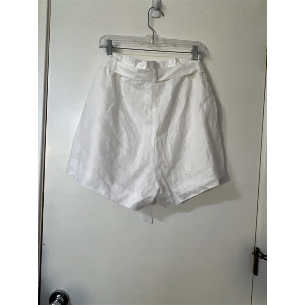 Banana Republic Womens Large 100% Linen Shorts Flax White Belted Lined - Picture 2 of 6